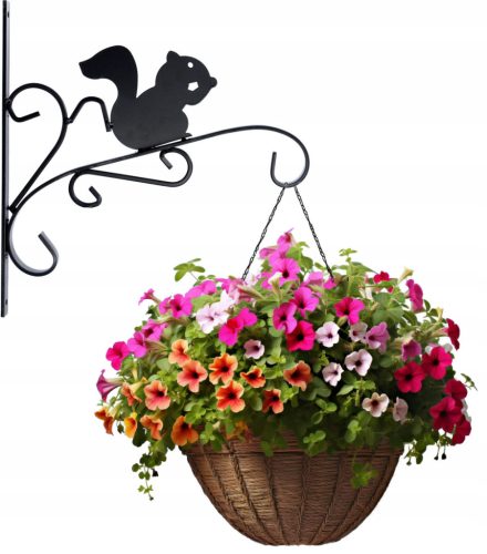  FLOWER HANGER 30x28cm SQUIRREL BLACK DECORATIVE FLOWER HOLDER