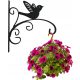  Black metal hanger for the wall, hook for flower pots - bird 1 pc.