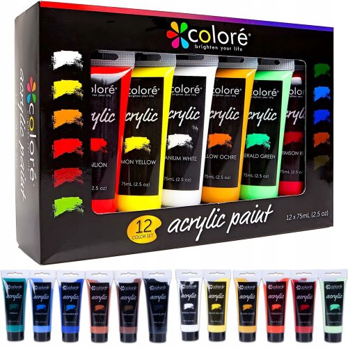  Colore Acrylic Paints 12 pcs. x 75 ml