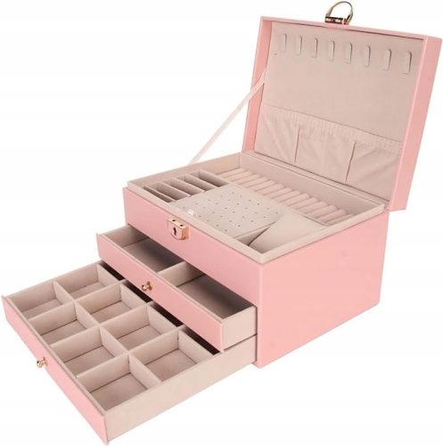  JEWELRY BOX ORGANIZER BOX LARGE PINK