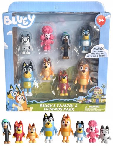  SET OF BLUE BINGO FIGURES – 8 PIECES BLUE FAMILY