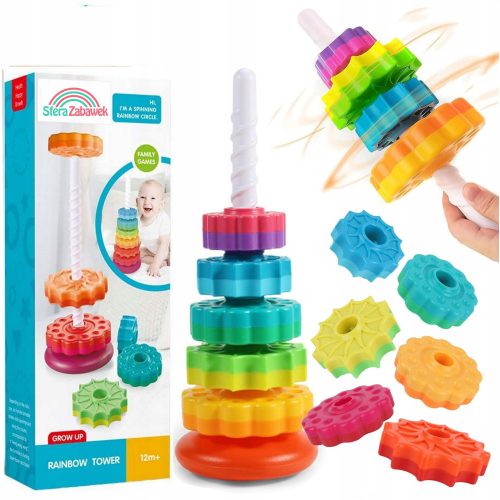  TWISTED PYRAMID MONTESSORI RAINBOW TOWER EDUCATIONAL THE BIGGEST XXL 41 CM