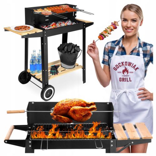  GARDEN CHARCOAL GRILL ON WHEELS WITH SHELVES GRID 4 LEVELS LARGE BBQ GRILL