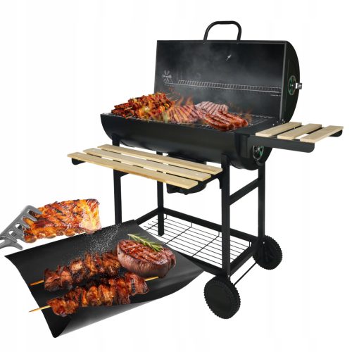  LARGE GARDEN CHARCOAL GRILL THERMOMETER ASH BIN 2 GRATES + 8x MAT 1008