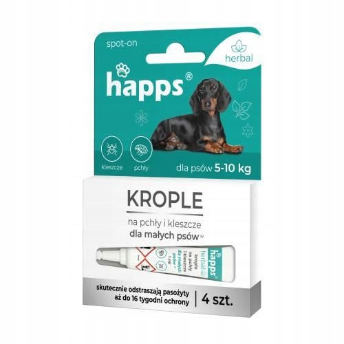  HAPPS Herbal drops for fleas and ticks for small dogs 5-10 kg, 4 x 1 ml