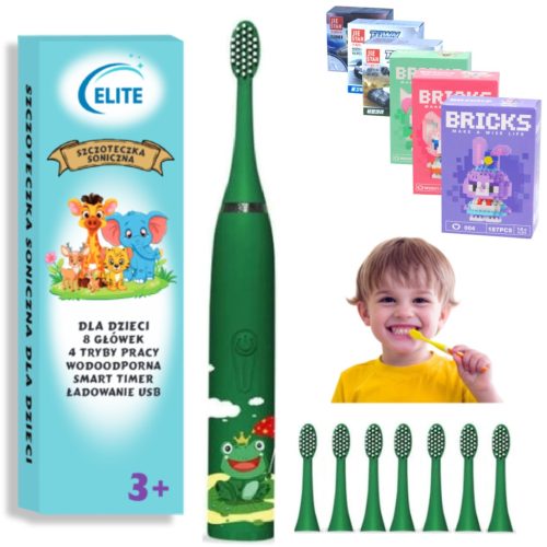  Green Frog Sonic Toothbrush, 8 Tips + FREE