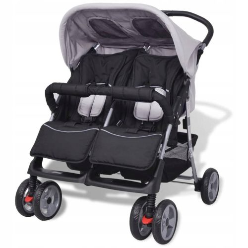  vidaXL Stroller Grey and Black