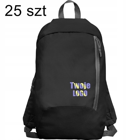 25-Pack Classic Black Sports Backpack with Customizable Logo Printing