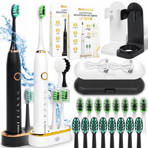  SET 2x SONIC TOOTHBRUSH ELECTRIC INDUCTION + ACCESSORIES IPX8