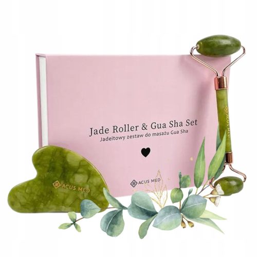  JADE FACIAL ROLLER + GUA SHA PLATE GIFT SET ACUS MED