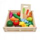  WOODEN FRUITS AND VEGETABLES FOR CUTTING + BOX AND CUTLERY FOR CHILDREN