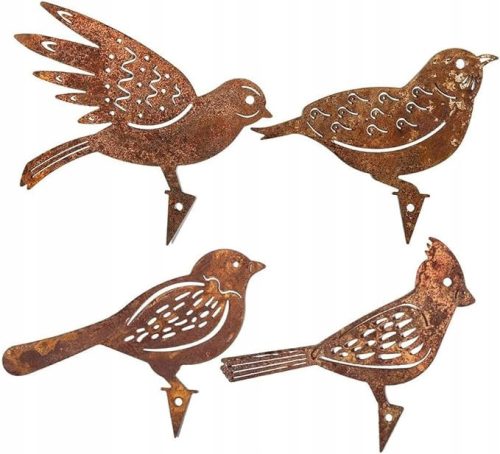  METAL GARDEN DECORATIONS, BIRDS DECORATIONS, RUST EFFECT DECORATIONS