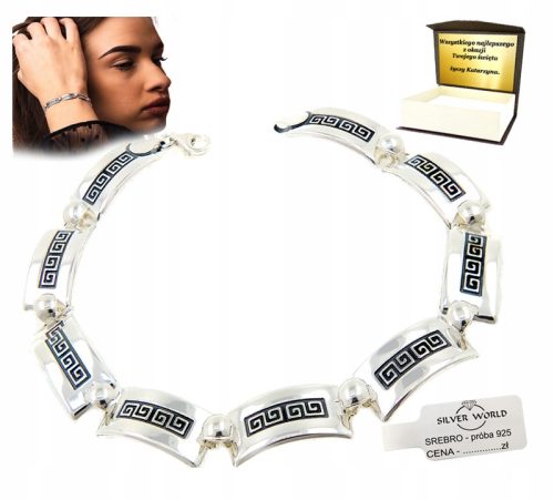  ELEGANT FASHIONABLE WOMEN'S 925 SILVER BRACELET GREEK PATTERN + FREE ENGRAVING