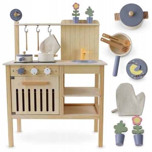  Wooden Garden Kitchen with Accessories Natural