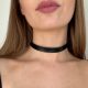  Black thin neck choker made of natural leather, glamorous thick necklace