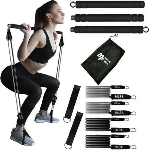  FITNESS PILATES BAR + 4 RESISTANCE BANDS MuscleForge