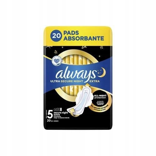  Always Ultra Secure Night Extra (size 5) Pads with wings 20 pcs