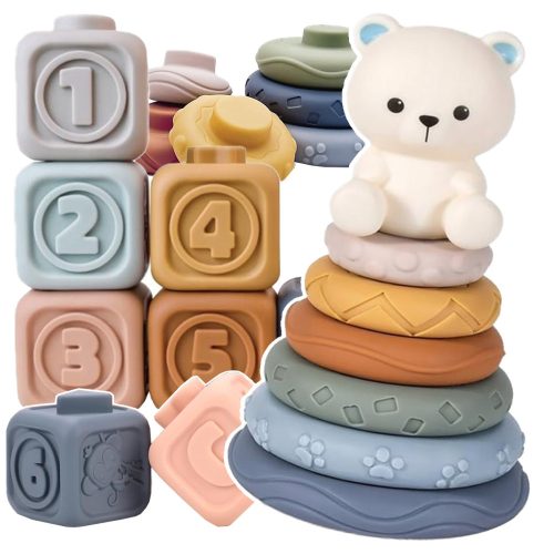  SOFT CREATIVE SENSORY BLOCKS ANIMALS 13 PIECES FOR BABY TEETHERS