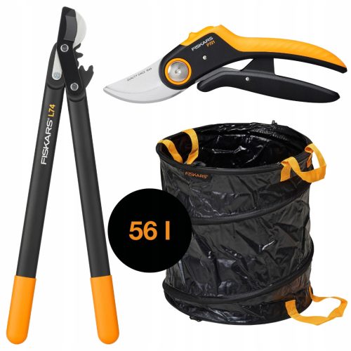  FISKARS P721 scissor garden shears + L74 hand garden shears + 56L garden basket