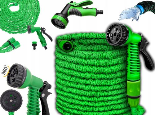  STRONG, EFFICIENT GARDEN HOSE 30M EXTENDABLE + CONNECTORS + GUN ACCESSORIES