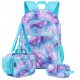  Ragi school backpack with multiple compartments shades of purple, shades of blue