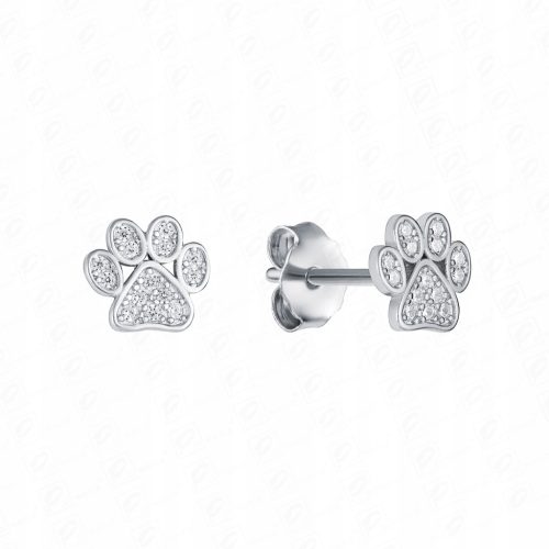  Silver dog paw earrings with cubic zirconia 925 GIFT