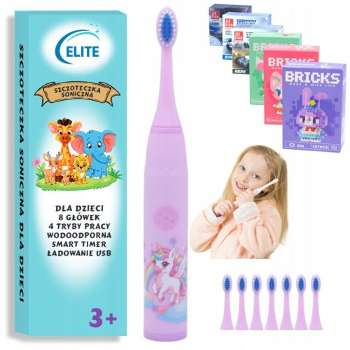  New Electric Sonic Toothbrush for Kids, White, 8 Heads + FREE