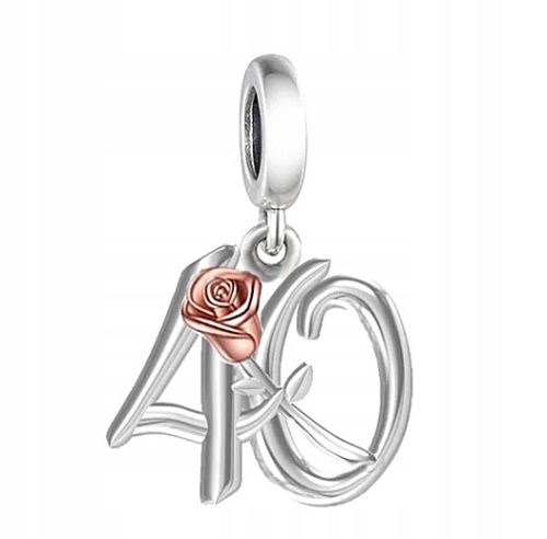  CHARMS PENDANT 40 BIRTHDAY ANNIVERSARY ROSE