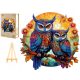  LARGE WOODEN PUZZLE 300 PIECES OWL FAMILY IN A WOODEN BOX