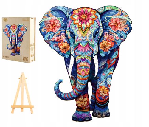  WOODEN PUZZLE FOR ADULTS LARGE 210 PIECES ELEPHANT IN A WOODEN BOX