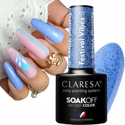  CLARESA FESTIVAL VIBES 5 HYBRID NAIL POLISH HYBRID BLUE DOTS