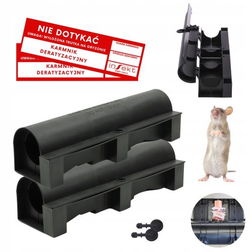  2× No-Pest rodent control station against mice and rats + 2× insect rodent feeder against mice and rats