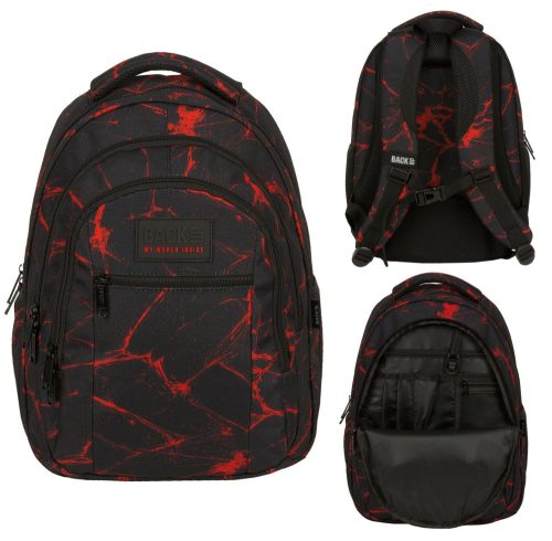  Backup School Backpack with Multiple Compartments, Black, Red Tones, Multicolor, 26 Years