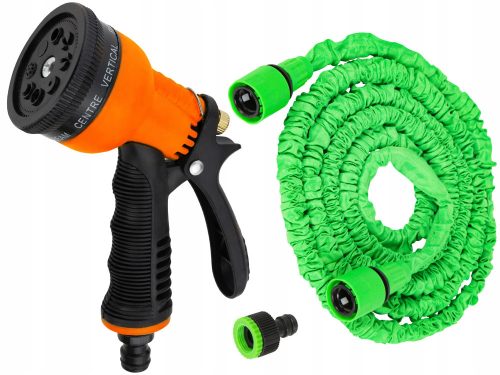  Garden hose gun 8 functions + TELESCOPIC FLEXIBLE GARDEN HOSE 3M - 8M