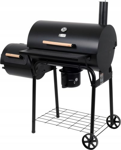  GARDEN CHARCOAL GRILL WITH SMOKER XXL STEEL GRID 64X37CM LUND