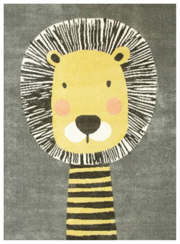  120x170 cm SOFT GREY-YELLOW-CREAM CARPET WITH LION