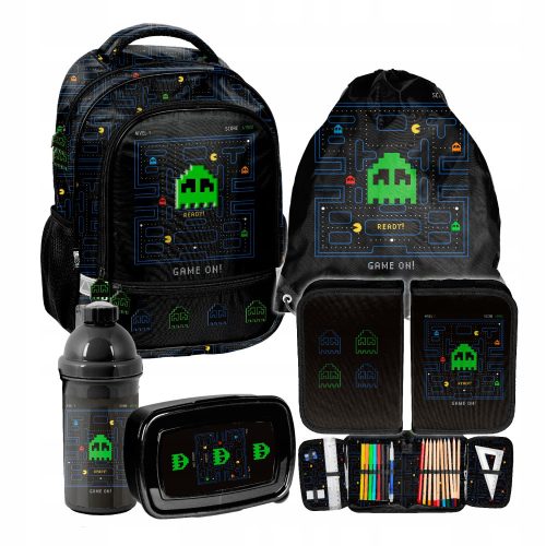  PASO GAME SCHOOL SET, BACKPACK, PENCIL CASE, BAG, BOTTLE, LUNCH BOX, BOY