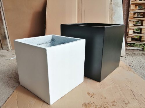  Garden flowerpot 50 cm x 50 x 50 cm LIGHT CEMENT white, black