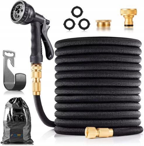  EXTENDABLE GARDEN HOSE 30M GUN SET + CONNECTION 1/2-3/4 + HANGER