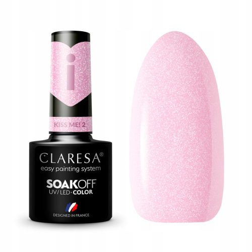  CLARESA KISS ME 2 HYBRID NAIL POLISH LIGHT PINK WITH PARTICLES