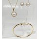  Jewelry Set Necklace Earrings Surgical Steel Gold Imitation Pearl