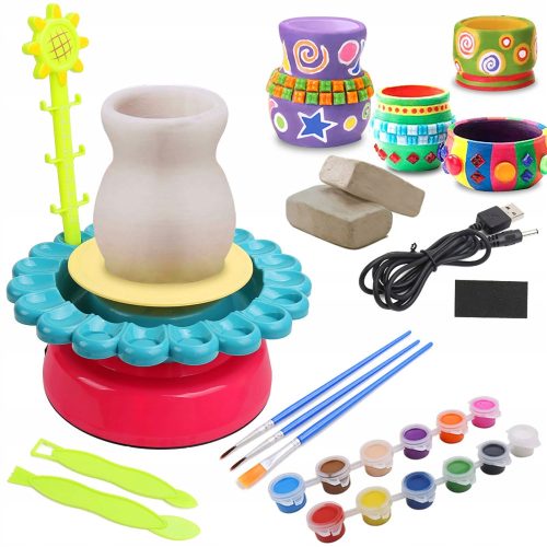  Pottery wheel for children XXL set with clay colors 600g gift box