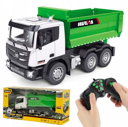  LARGE REMOTE CONTROLLED DUMP TRUCK, CAR RC TIRE WITH REMOTE CONTROL BATTERY