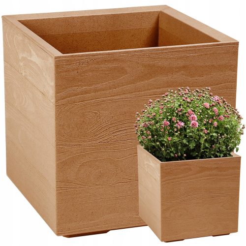  Flowerpot 40 cm x 40 x 40 cm, diameter 40 cm, plastic in brown and beige tones