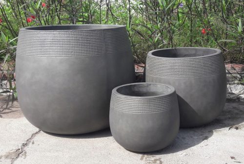  Flowerpot 40 cm x 40 x 33 cm, diameter 40 cm, light cement, anthracite, white, dark grey, graphite