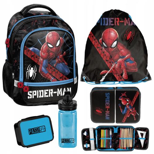 Spider-Man School Set from Paso: Backpack, Pencil Case, Lunchbox, Bottle, & Shoe Bag