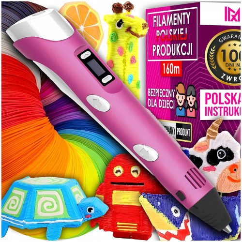  3D PEN FOR KIDS MAGIC PEN PRINTER SET + PLA CARTRIDGES 160 METERS + INTMIX Filament 1.75 mm multicolored