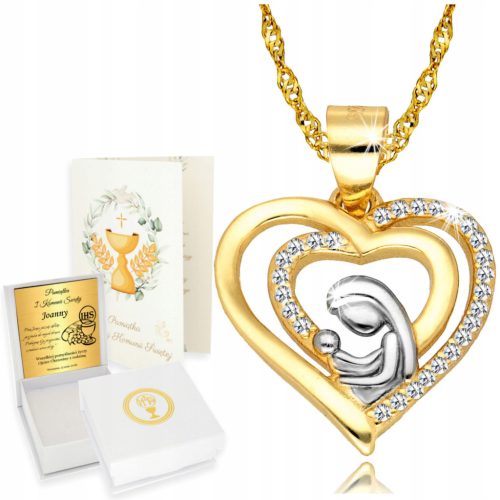  Gold Chain 925 Necklace Medal Heart Mother Communion Engraving