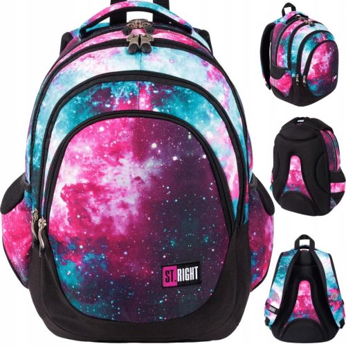  ST.RIGHT school backpack with multiple compartments pink tones, green tones 23 years old