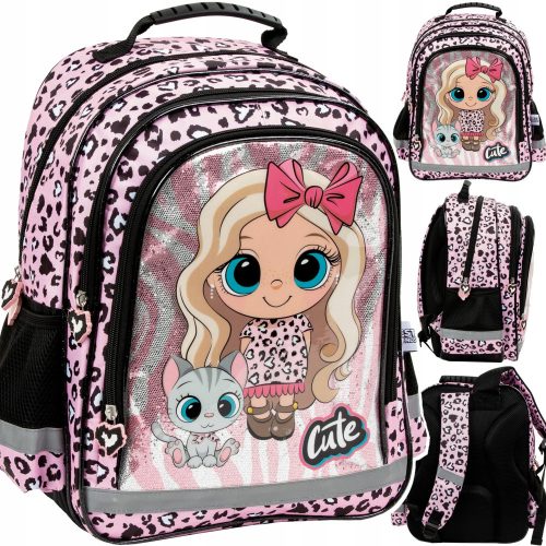  Derform Multi-Compartment School Backpack, White, Black, Brown and Beige, Blue, Pink, Grey and Silver, Multicolor, 18 l